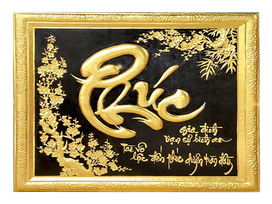 Tranh chữ bằng vàng